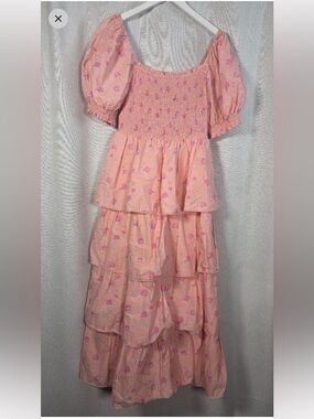 LoveShackFancy x Target Simone Smocked Pink Floral Tiered Long Dress Size M